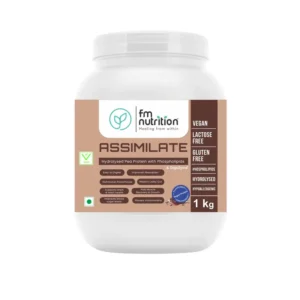 FM Nutrition Assimilate Vegan Protein, Hydrolysed Plant Protein, Chocolate Flavour (1 Kg)