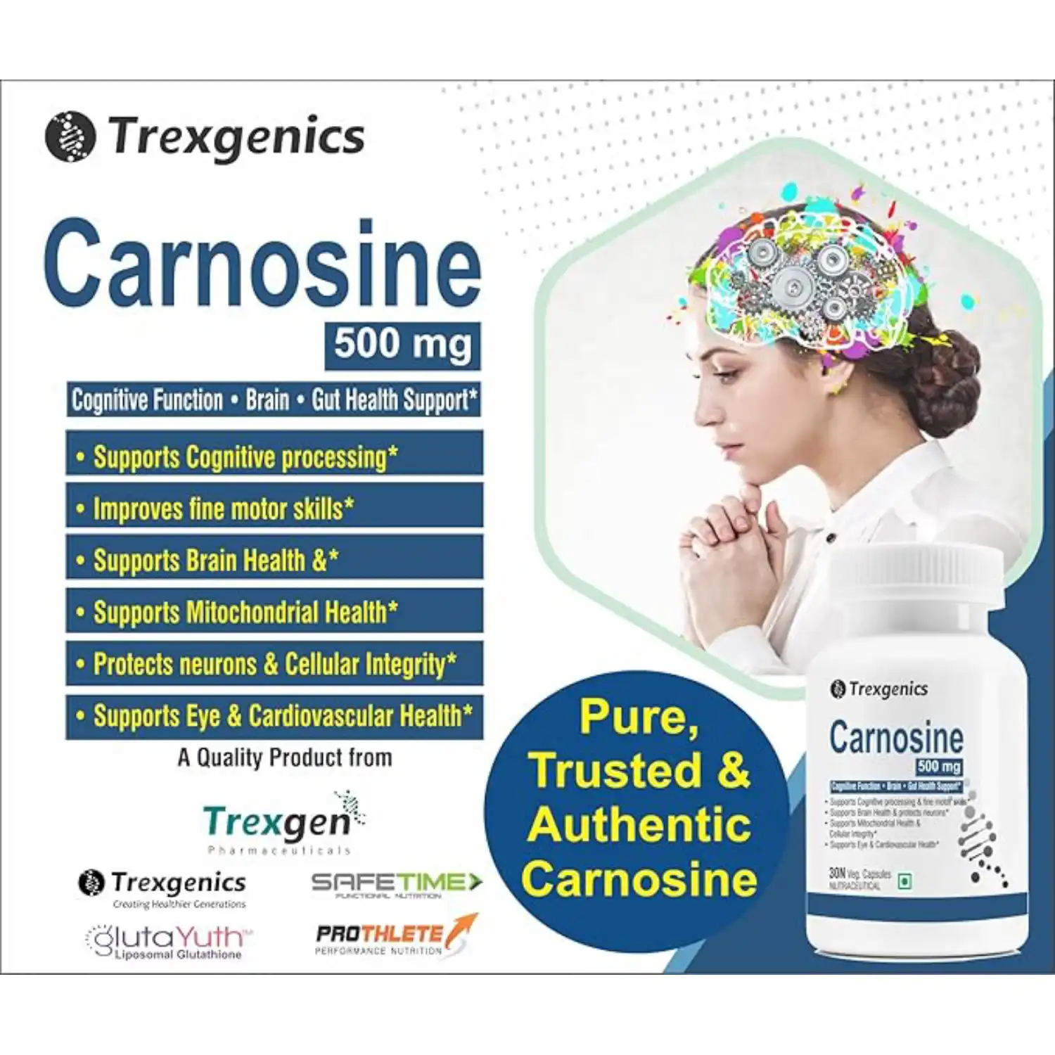 Trexgenics L-Carnosine 500, 30 Veg Capsules